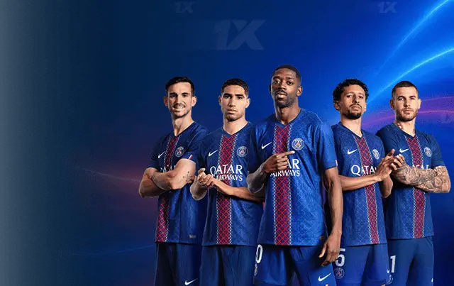 Bono de bienvenida de 1xBet con jugadores del PSG, socio oficial de la marca